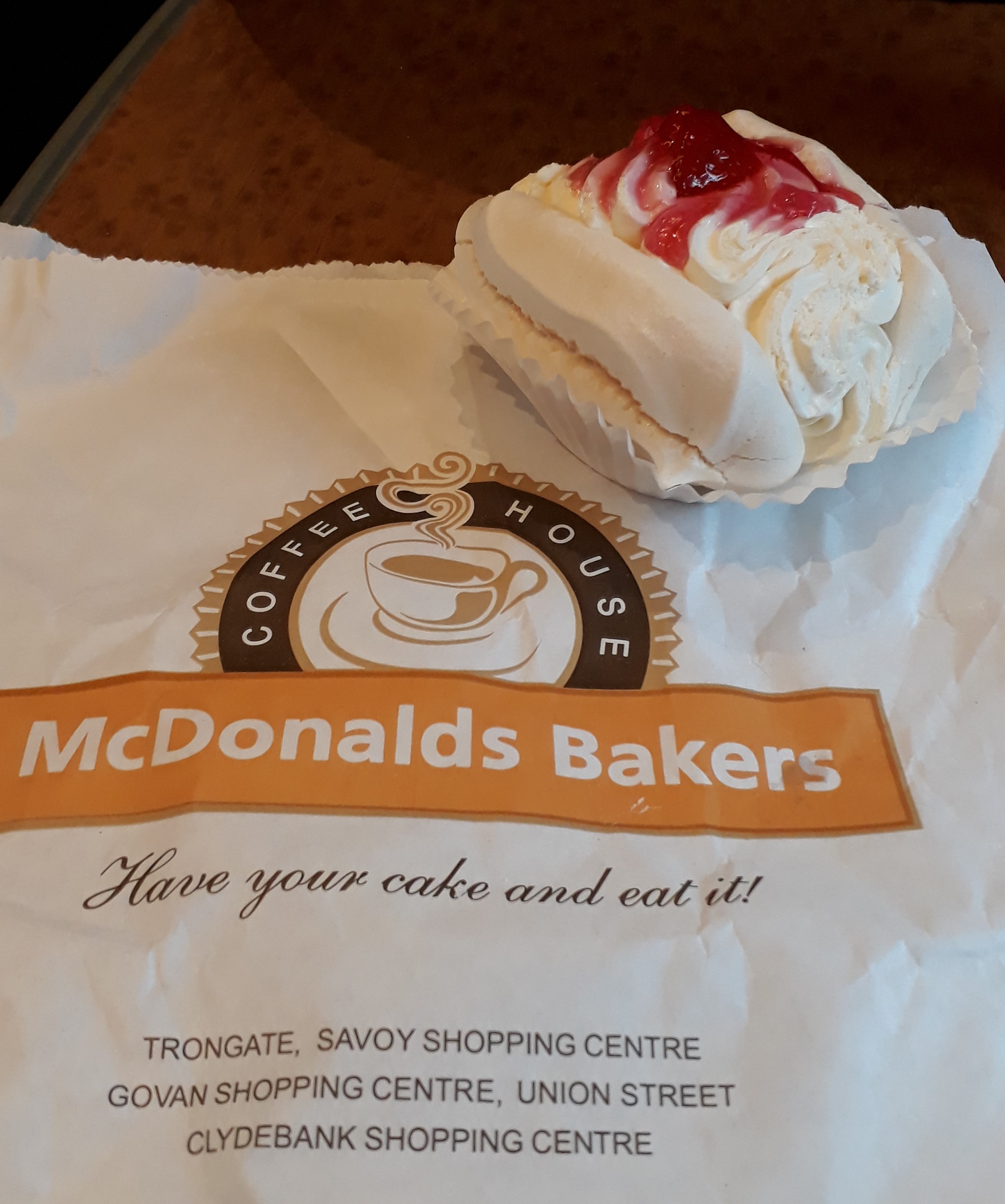 Photo of a meringue from McDonalds Bakers, Glasgow
