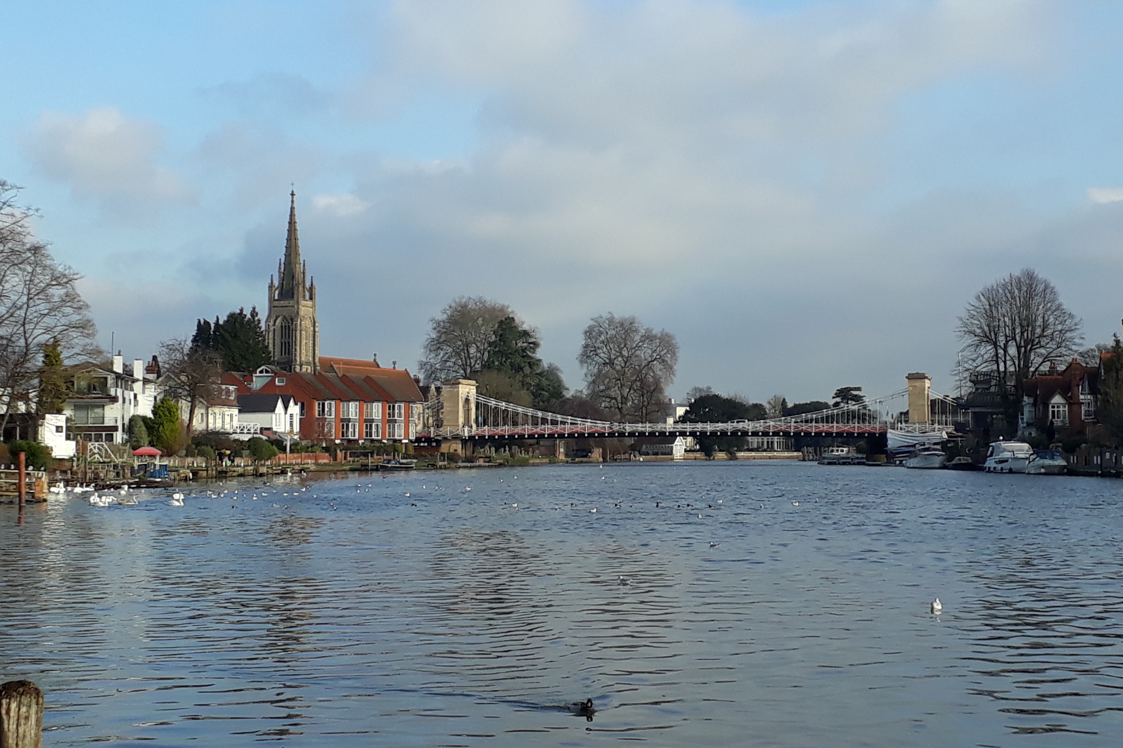 Photo of All Saints Church, River Thames and Suspension Bridge, Marlow