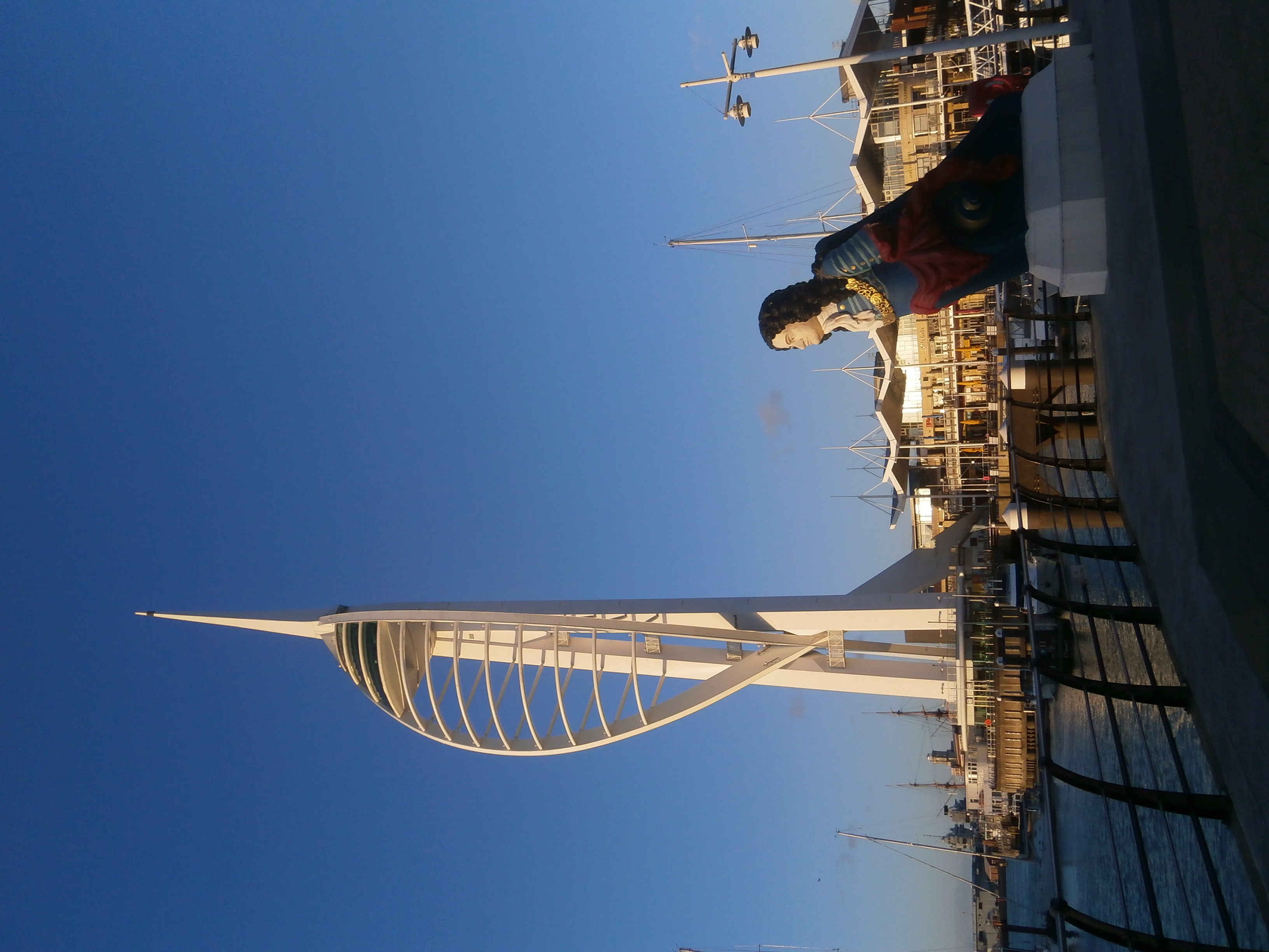 Photo of HMS Marlborough Figurehead and Spinnaker Tower, Portsmouth