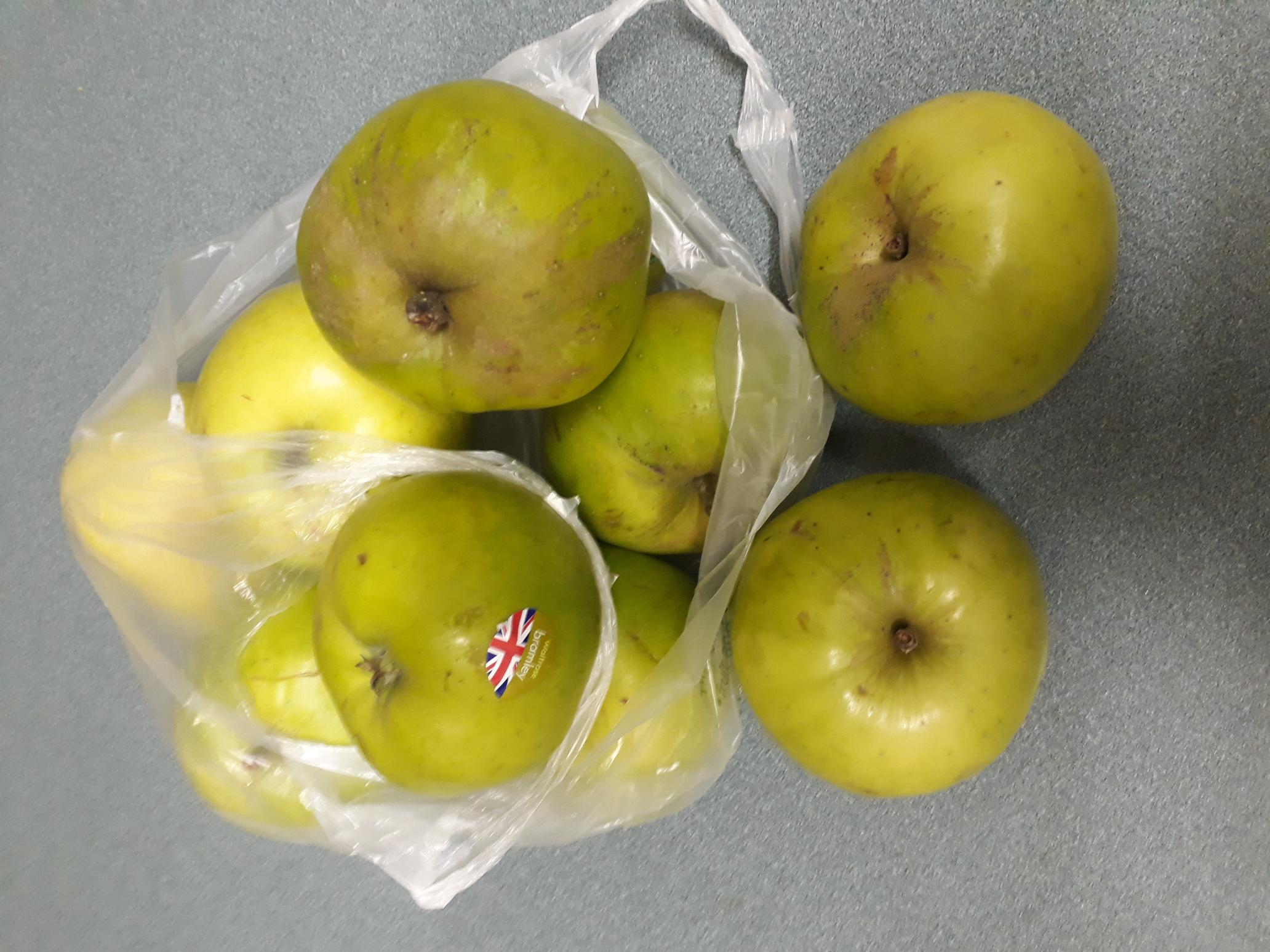 Photo of a big bag of cooking apples