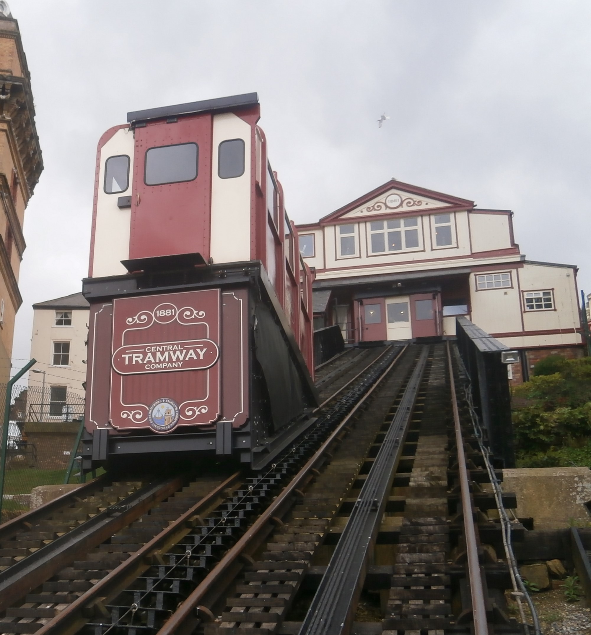 Photo of Scarborough Central Tramway cars about to pass