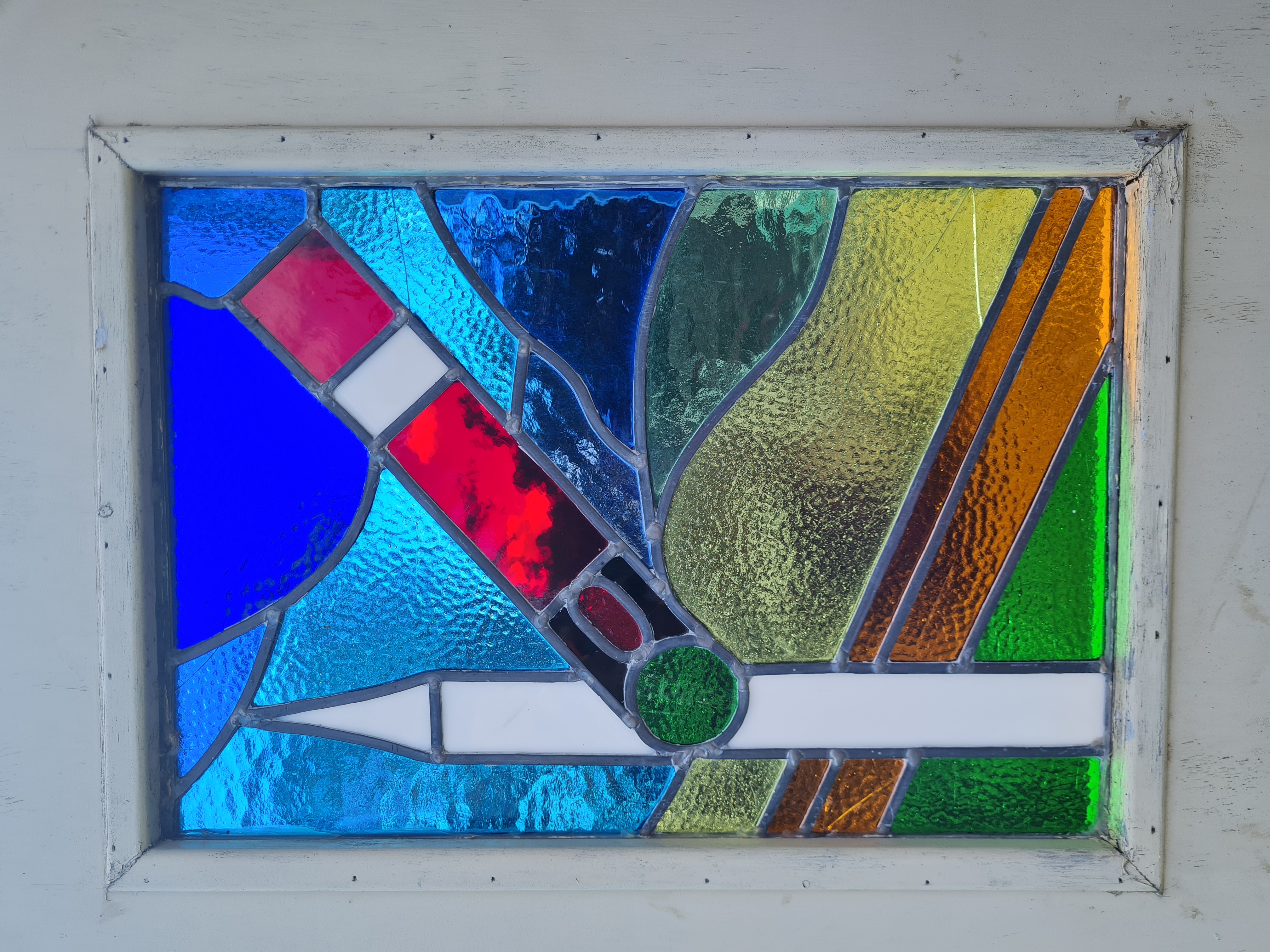 Photo of Summerfields miniature railway stained glass signal